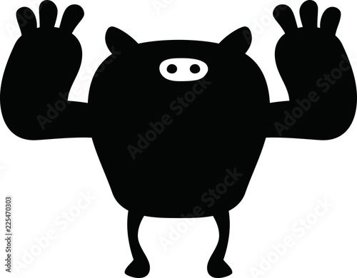 Black Cartoon tiny monster vector
