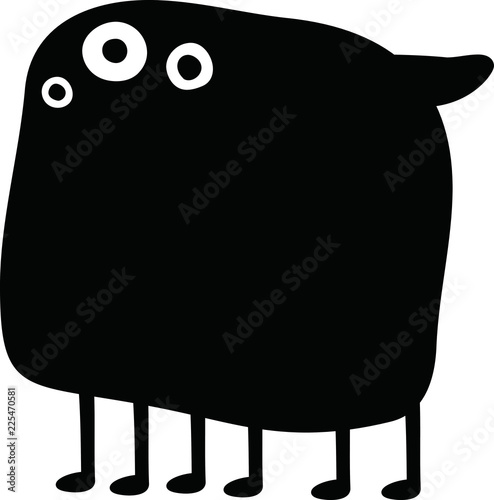 Black Cartoon tiny monster vector