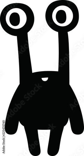 Black Cartoon tiny monster vector