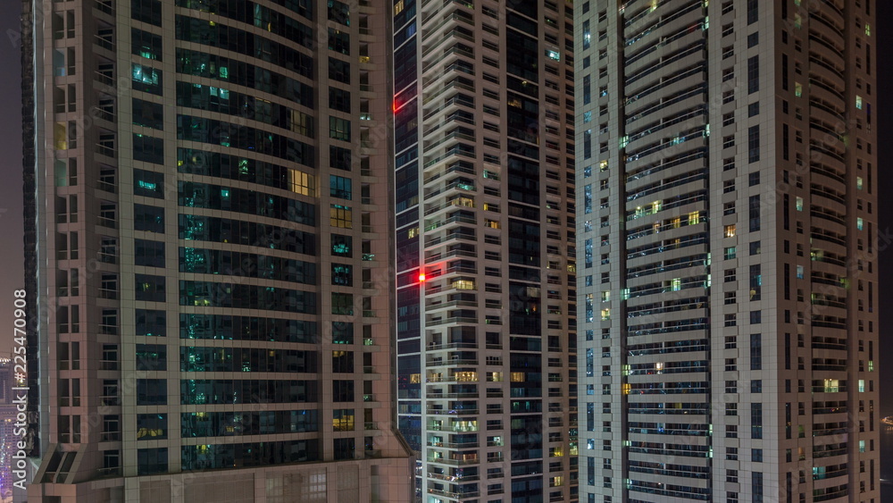 Scenic glowing windows of skyscrapers at night timelapse Scenic glowing windows of skyscrapers at night timelapse