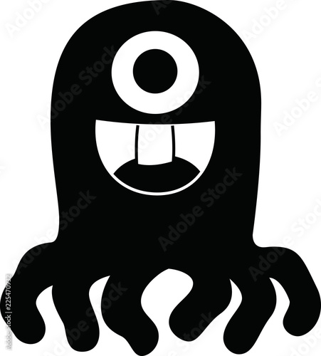 Black Cartoon tiny monster vector