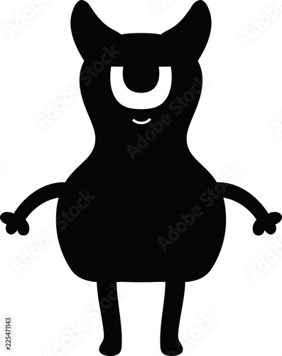 Black Cartoon tiny monster vector