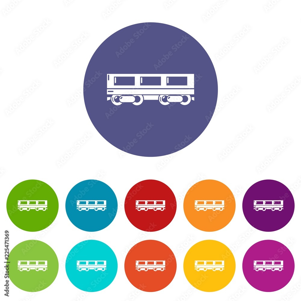Passenger carriage icons color set vector for any web design on white background