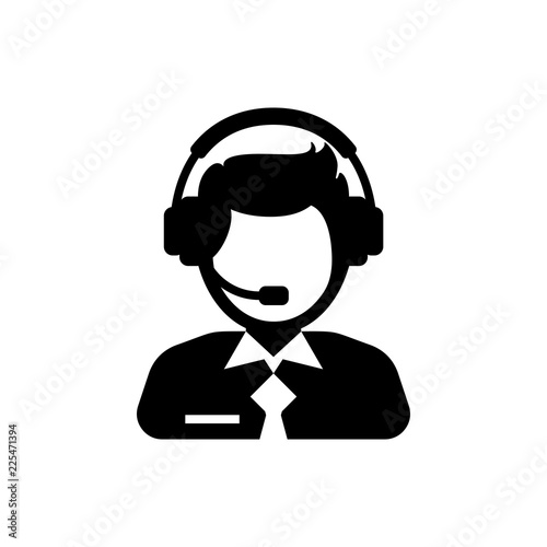 Male support service / customer care / customer service / administrator silhouette icon.