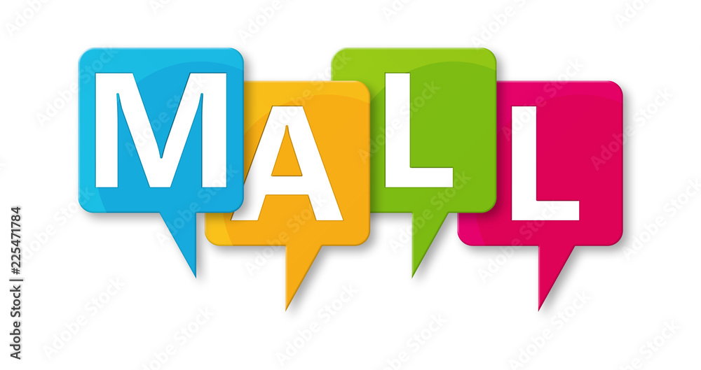 Mall - letters written in beautiful boxes on white background Mall - letters written in beautiful boxes on white background