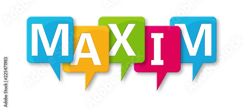 Maxim - letters written in beautiful boxes on white background