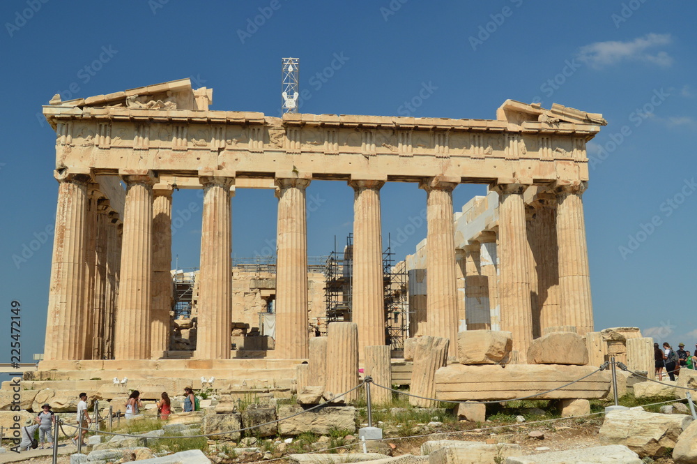 Partenon On The Acropolis Of Athens. History, Architecture, Travel, Cruises. July 9, 2018. Acropolis Of Athens, Greece.