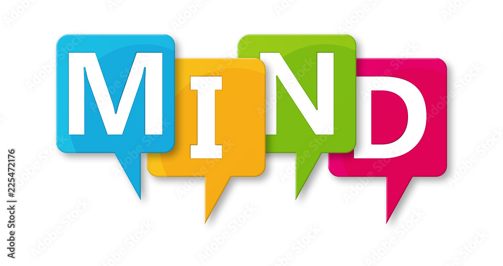 Mind - letters written in beautiful boxes on white background Mind - letters written in beautiful boxes on white background