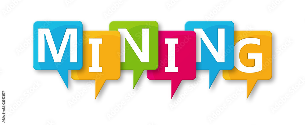 Mining - letters written in beautiful boxes on white background Stock ...