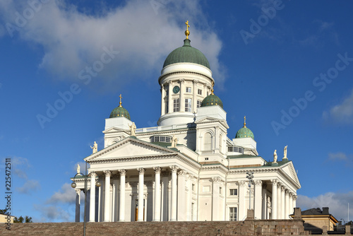 Finnish Evangelical Lutheran cathedral of Diocese (1852) of Helsinki, located in neighborhood of Kruununhaka. Suomi