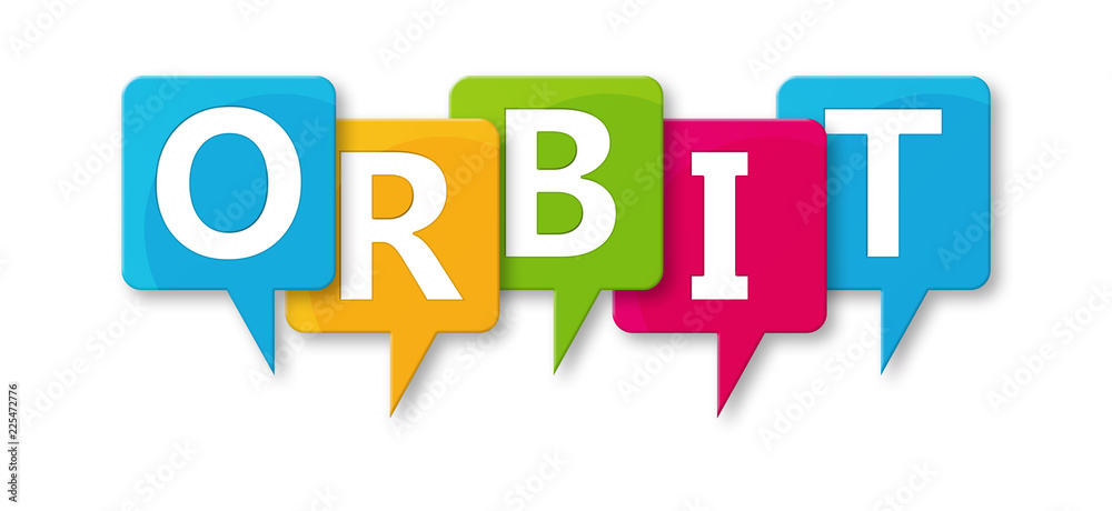 Orbit - letters written in beautiful boxes on white background Orbit - letters written in beautiful boxes on white background