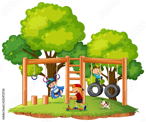Boys playing at playground