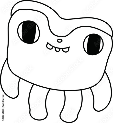 White cartoon cute monster vector