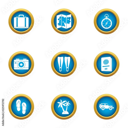 Wander icons set. Flat set of 9 wander vector icons for web isolated on white background