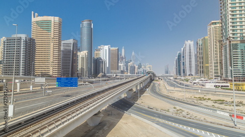 Amazing view on Sheikh Zayed road surrounded Dubai Marina and JLT skyscrapers