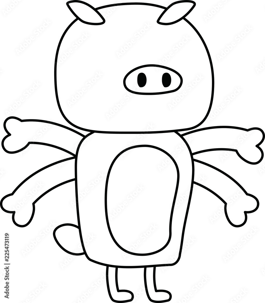 Obraz premium White cartoon cute monster vector