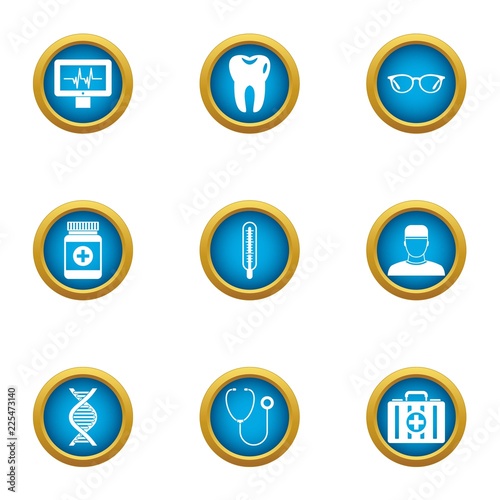 Toothache icons set. Flat set of 9 toothache vector icons for web isolated on white background