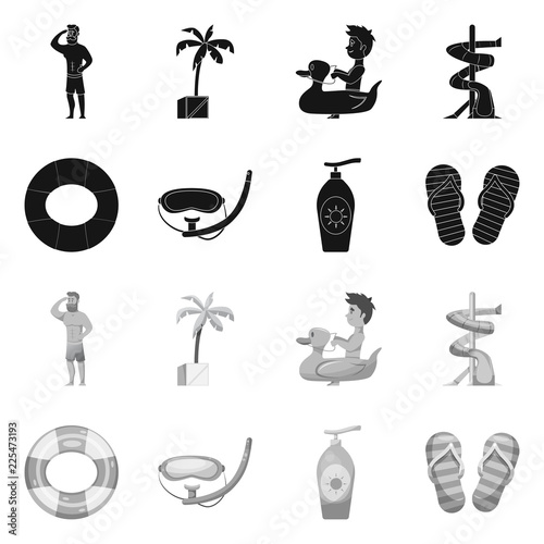 Vector illustration of pool and swimming logo. Set of pool and activity stock symbol for web.