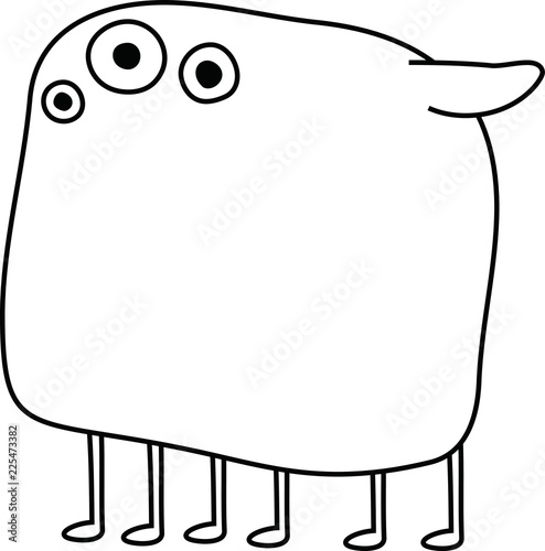 White cartoon cute monster vector