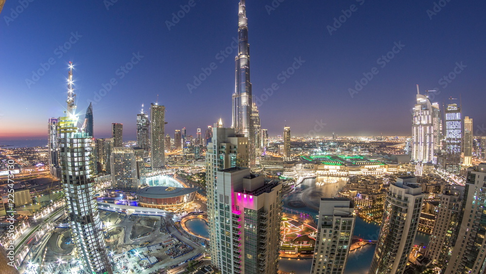 Fototapeta premium Dubai downtown day to night timelapse
