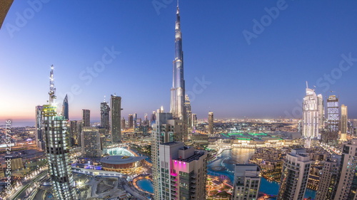 Dubai downtown day to night timelapse © neiezhmakov