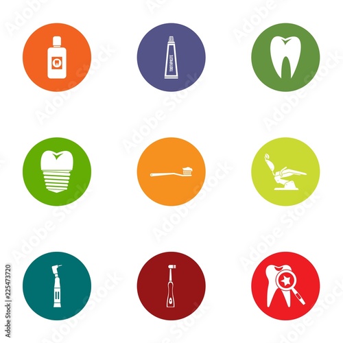 Dental revamp icons set. Flat set of 9 dental revamp vector icons for web isolated on white background