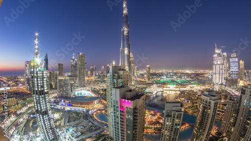 Dubai downtown day to night timelapse