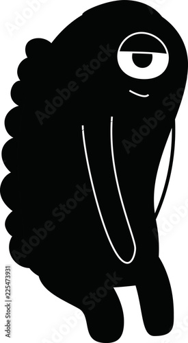 Black cartoon cute monster vector