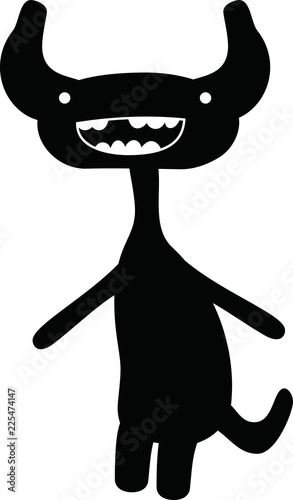 Black cartoon cute monster vector
