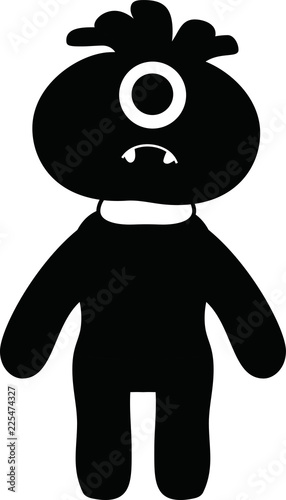 Black cartoon cute monster vector