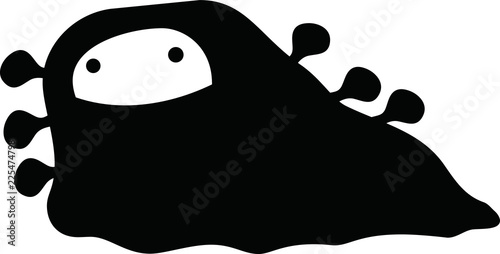 Black cartoon cute monster vector
