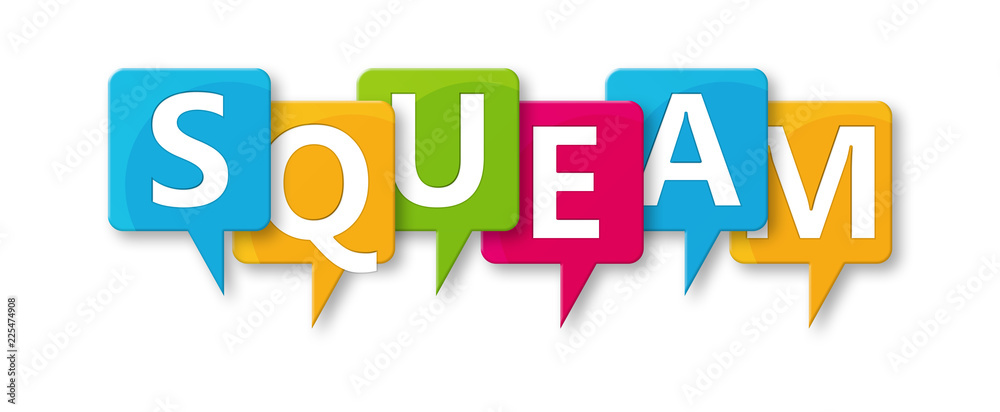 Squeam - letters written in beautiful boxes on white background Squeam - letters written in beautiful boxes on white background