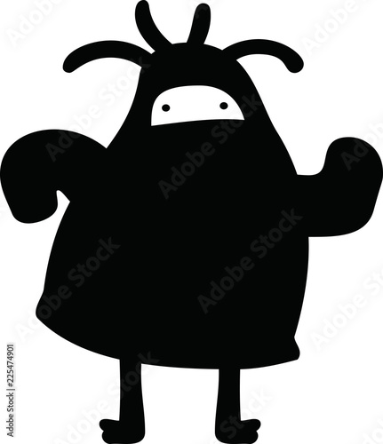 Black cartoon cute monster vector
