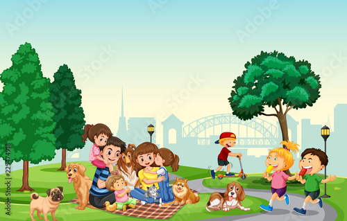People spend holiday at the park