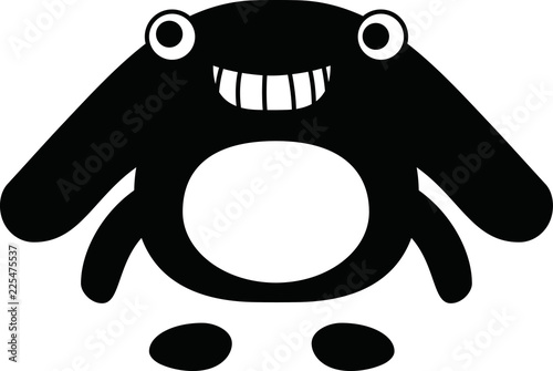 Black cartoon cute monster vector