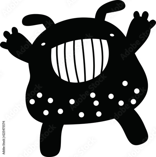 Black cartoon cute monster vector