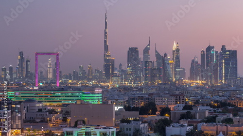 Canvas Print Dubai creek landscape day to night timelapse