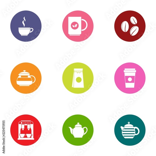 Hot tea icons set. Flat set of 9 hot tea vector icons for web isolated on white background