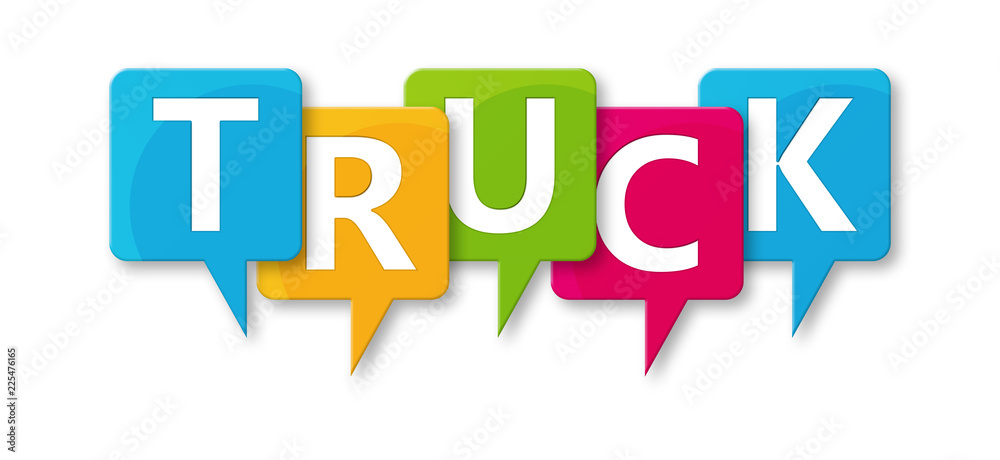 Truck - letters written in beautiful boxes on white background Truck - letters written in beautiful boxes on white background