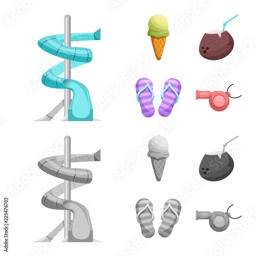Isolated object of pool and swimming sign. Set of pool and activity stock symbol for web.