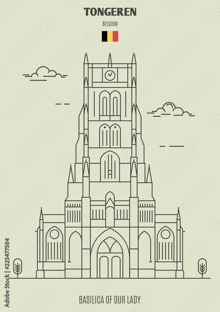 Basilica of Our Lady in Tongeren, Belgium. Landmark icon Basilica of Our Lady in Tongeren, Belgium. Landmark icon