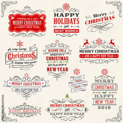 Vintage Vector Christmas labels