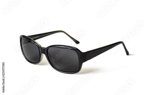 Black plastic glasses isolated on white background