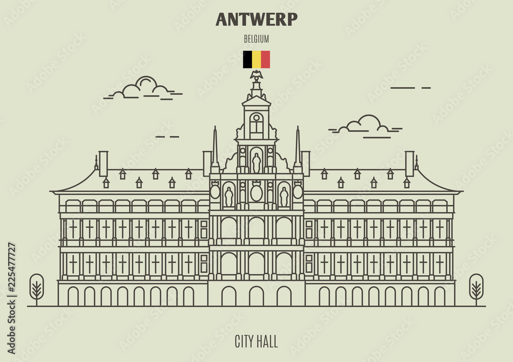 City Hall in Antwerp, Belgium. Landmark icon