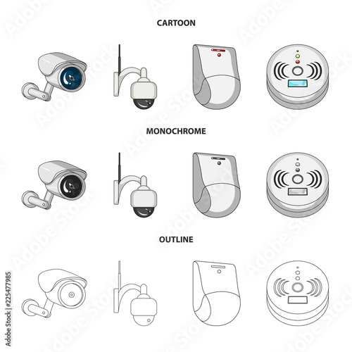 Isolated object of cctv and camera icon. Collection of cctv and system vector icon for stock.