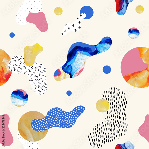 Abstract seamless pattern of fluid shapes, geometric, minimal, grunge element...