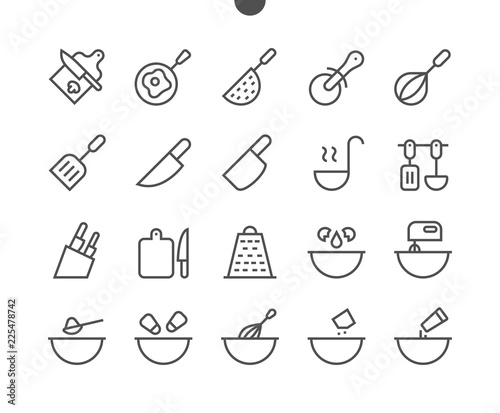 Cooking UI Pixel Perfect Well-crafted Vector Thin Line Icons 48x48 Grid for Web Graphics and Apps. Simple Minimal Pictogram Part 2-3