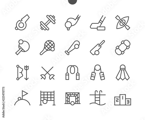 Sport UI Pixel Perfect Well-crafted Vector Thin Line Icons 48x48 Grid for Web Graphics and Apps. Simple Minimal Pictogram Part 1-2