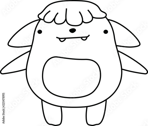 White cartoon cute monster vector