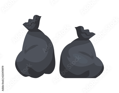 Packages with Garbage Vector Illustration Big Bags